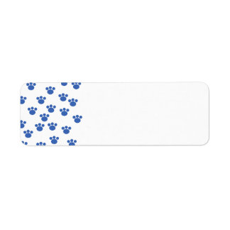 Étiquette Motif Empreinte de patte animal. Bleu et Blanc.