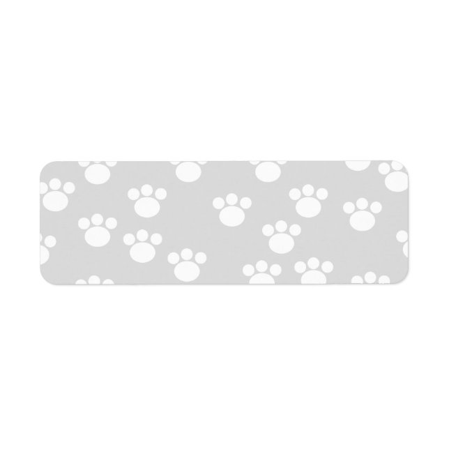 Étiquette Motif Empreinte de patte blanc et gris clair. (Devant)