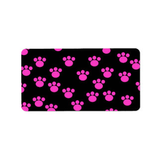 Étiquette Motif Empreinte de patte rose et noir.