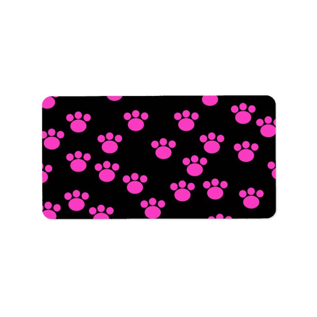 Étiquette Motif Empreinte de patte rose et noir. (Devant)