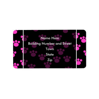 Étiquette Motif Empreinte de patte rose et noir.