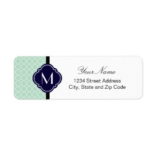 Étiquette Motif en bon état de Quatrefoil avec le monogramm