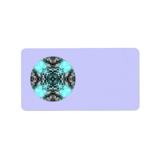 Étiquette Motif en Turquoise et Noir, sur Lilac Purple.