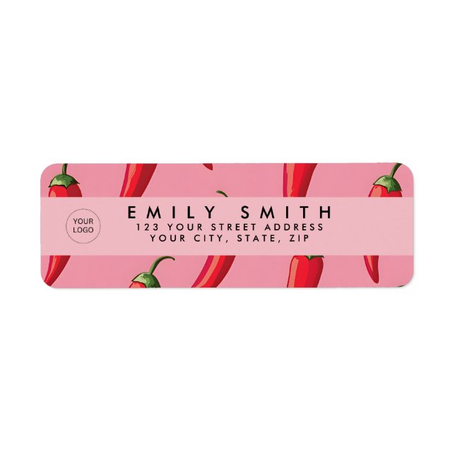 Étiquette Motif épicé de poivre rouge sur Arrière - plan ros (Devant)