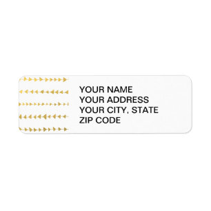 Étiquette Motif Faux Gold Foil White Flèches