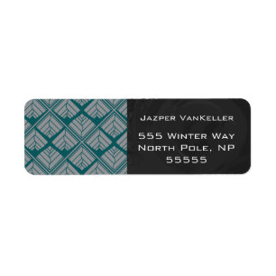 Étiquette Motif feuille carré Turquoise neutre