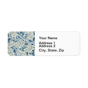Étiquette Motif Floral bleu Antique Design asiatique