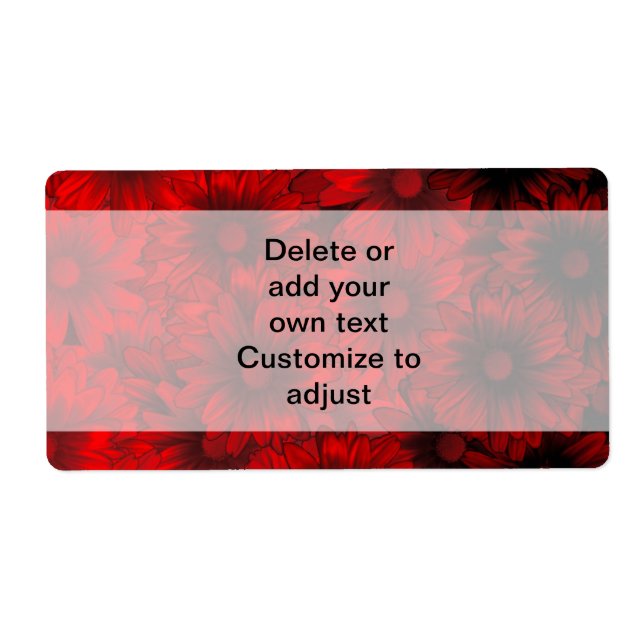 Étiquette Motif floral rouge foncé (Devant)
