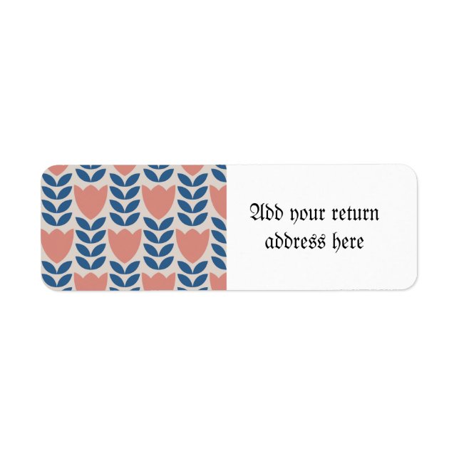 Étiquette motif floral scandinave, style rétro, moyen centen (Devant)