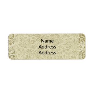 Étiquette Motif Floral Vert Sage Antique Damas