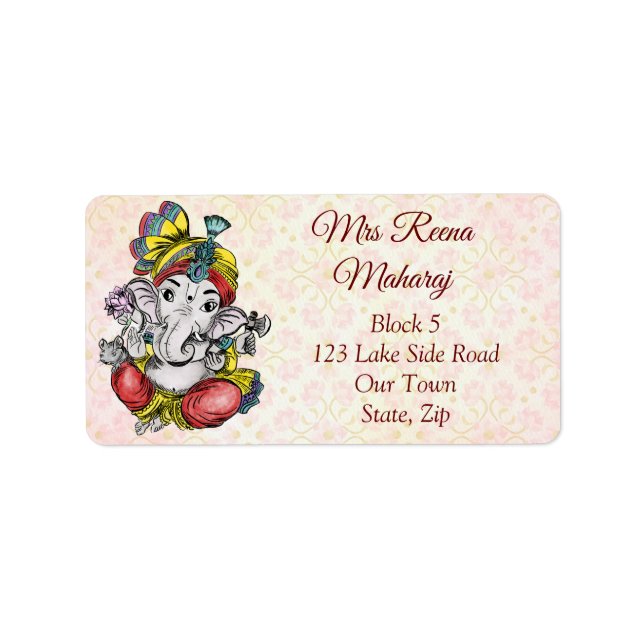 Étiquette Motif Ganesha Indianlotus (Devant)