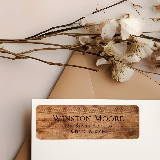 Étiquette Motif géométrique Grain de bois moderne Adresse de (Créateur téléchargé)