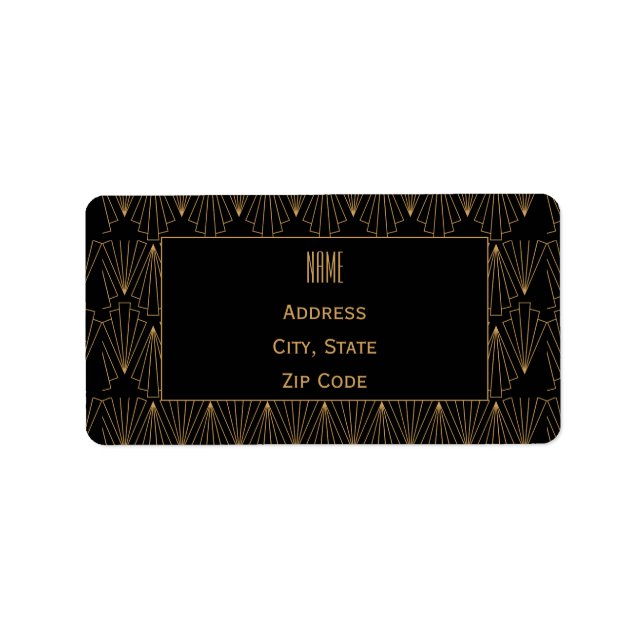 Étiquette Motif Gold et Black Art Déco (Devant)