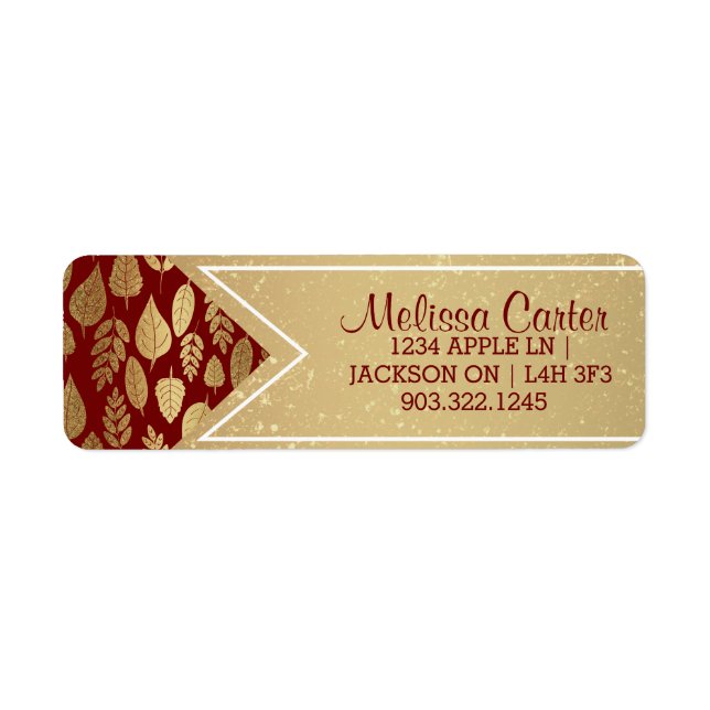 Étiquette Motif Gold et Red Leaf (Devant)