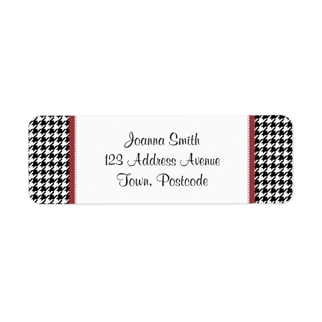 Étiquette Motif Houndstooth - noir et blanc (Devant)