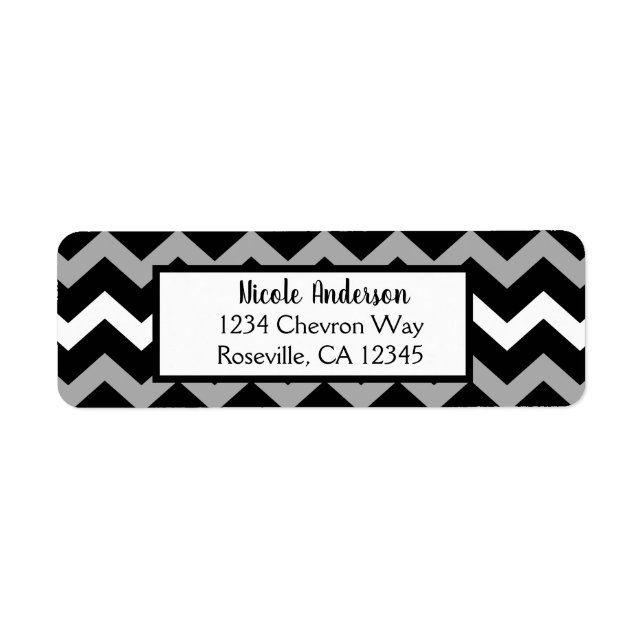 Étiquette Motif imprimé à chevron noir blanc et gris (Devant)