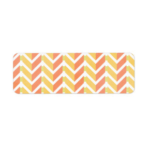 Étiquette Motif jaune et de corail du chevron 3D