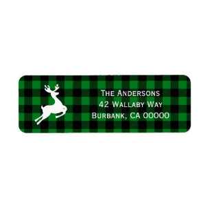 Étiquette Motif moderne Black and Green Buffalo Check