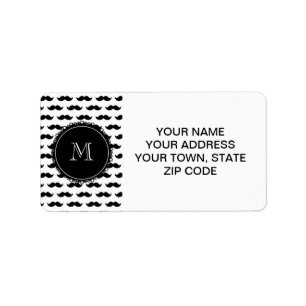 Étiquette Motif noir de moustache, votre monogramme