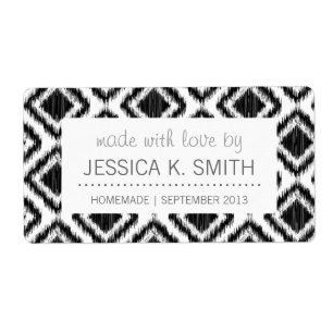Étiquette Motif noir et blanc d'Ikat de motif tribal éléga