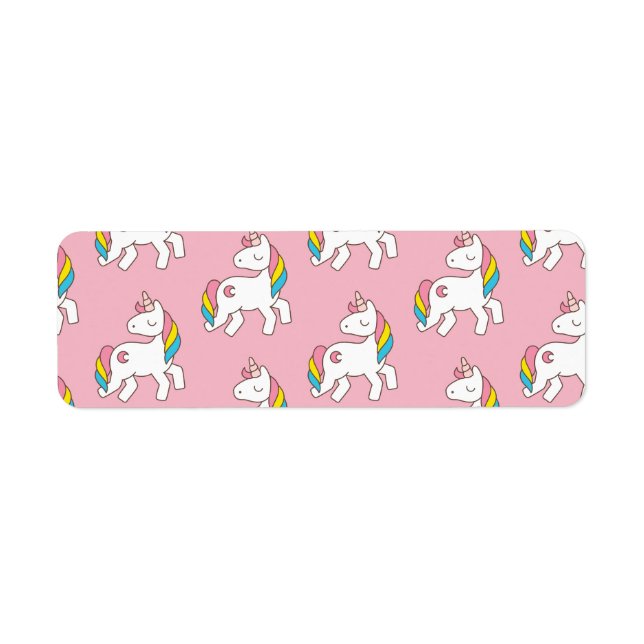 Étiquette Motif Pastel Pink Unicorn (Devant)