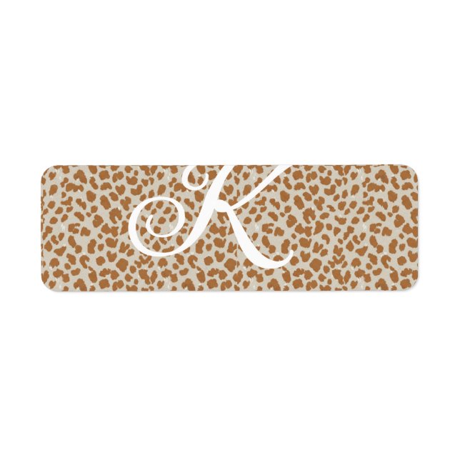 Étiquette Motif peau de panthère monogrammé nom lettre marro (Devant)