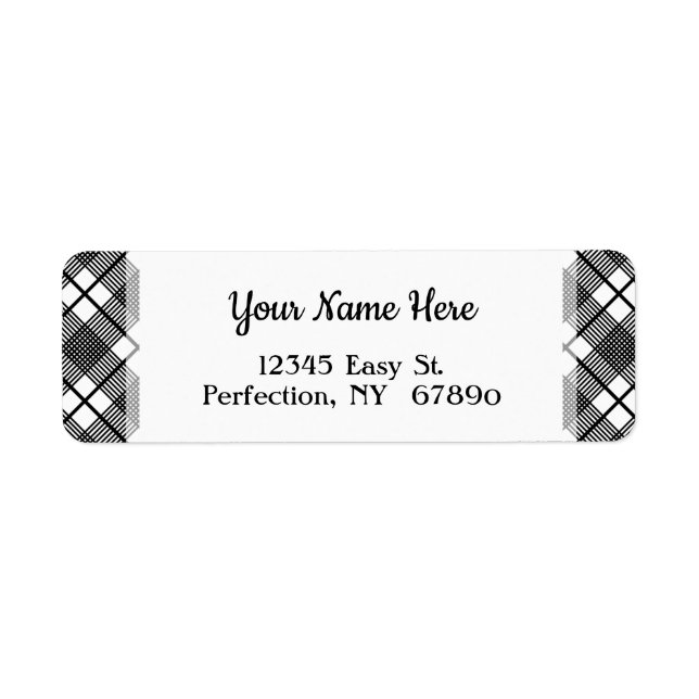 Étiquette Motif plaqué blanc noir - Adresse de retour modifi (Devant)