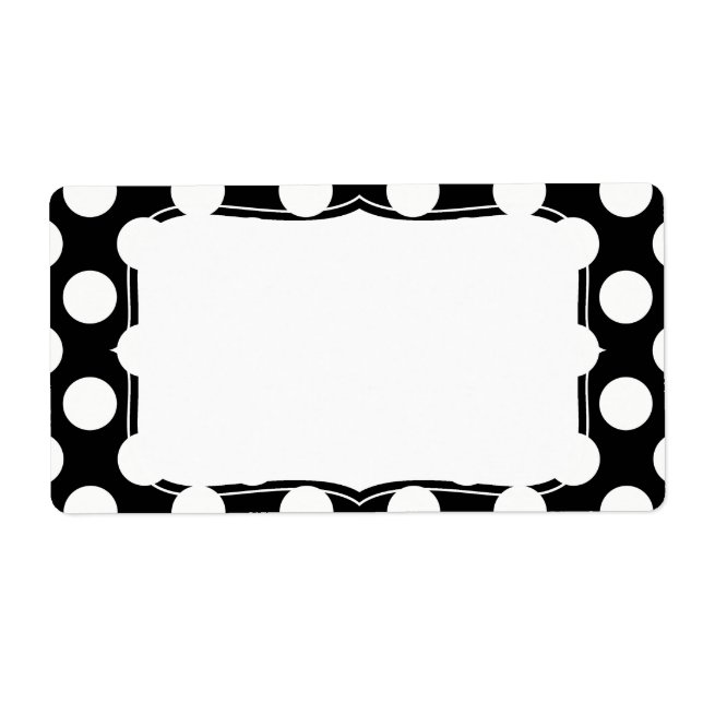 Étiquette Motif Pois noir et blanc élégant (Devant)