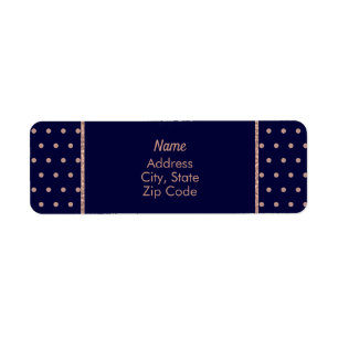 Étiquette Motif Polka Dot Texté bleu marine et or Rose