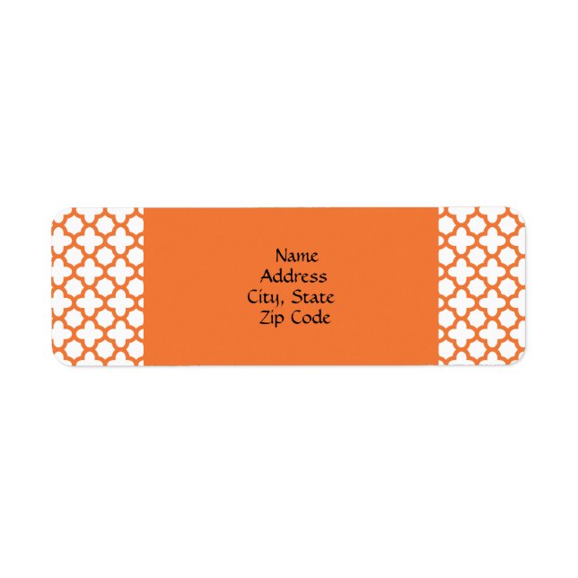Étiquette Motif Quatrefoil Orange (Devant)