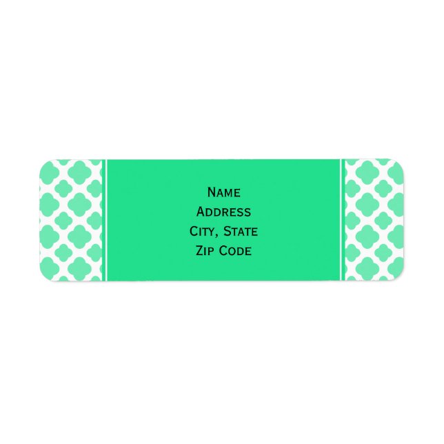 Étiquette Motif Quatrefoil vert Mint Seafoam (Devant)