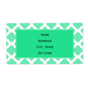 Étiquette Motif Quatrefoil vert Mint Seafoam