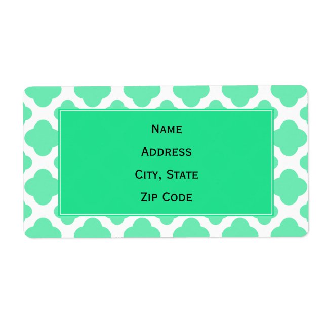 Étiquette Motif Quatrefoil vert Mint Seafoam (Devant)