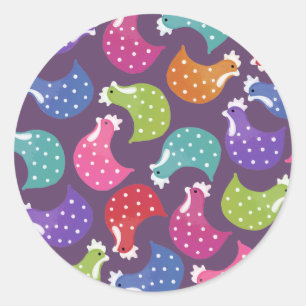 Étiquette Motif Rainbow Chicken Hen