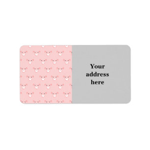 Étiquette Motif répétitif face de porc rose