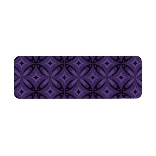 Étiquette Motif Rétro de Couleur Violet Foncé (Devant)