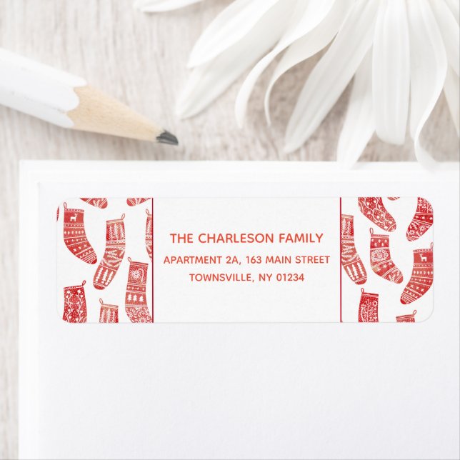 Étiquette Motif scandinave de Noël (En situation)