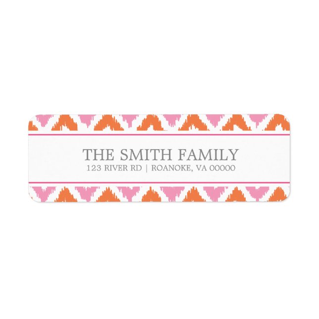 Étiquette Motif tribal Orange Pink Fuchsia Zigzag (Devant)