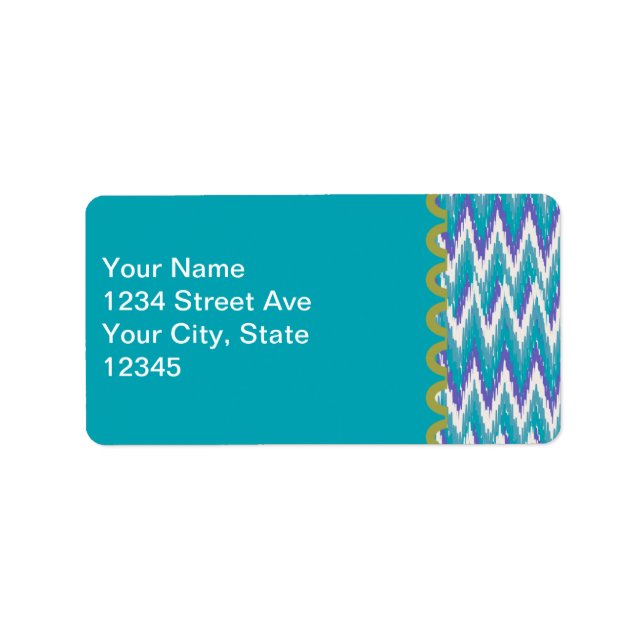 Étiquette motif turquoise et Amethyst iKat ZigZag (Devant)
