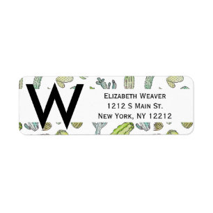Étiquette Motif vert mignon de cactus d'été de peinture