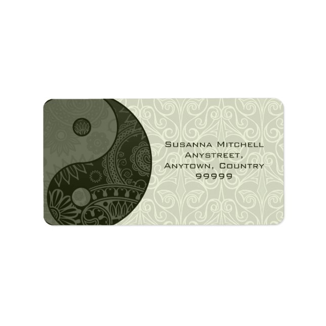 Étiquette Motif Yin Yang Sage Green (Devant)