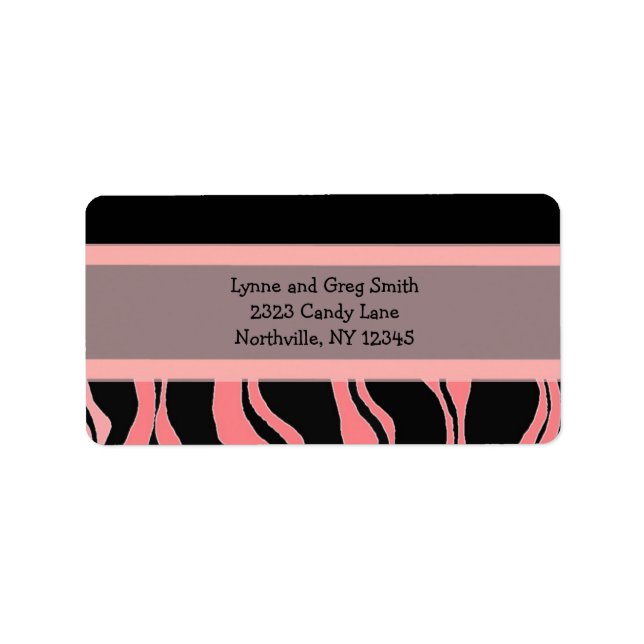 Étiquette Motif zèbre noir et rose (Devant)