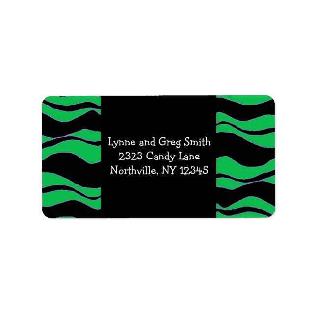 Étiquette Motif zèbre noir et vert (Devant)