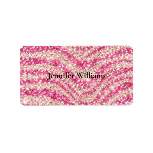 Étiquette Motif Zèbre Paillettes Rose Féminin