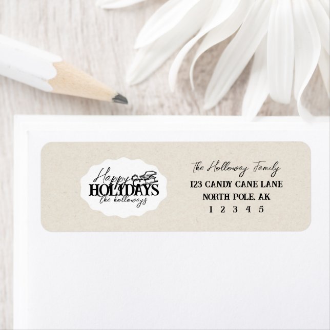 Étiquette Motoneige d'hiver tirée à la main avec élégant scr (En situation)