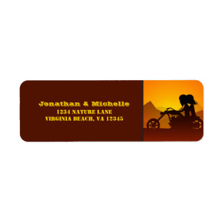 Étiquette Motorcycle Couple Mountain Sunset/Sunrise Adresse