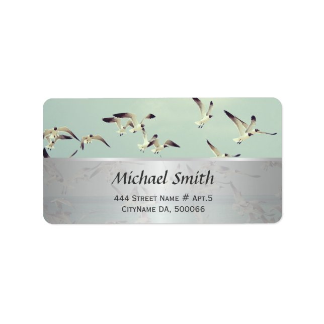 Étiquette Mouettes Oiseaux Animaux (Devant)