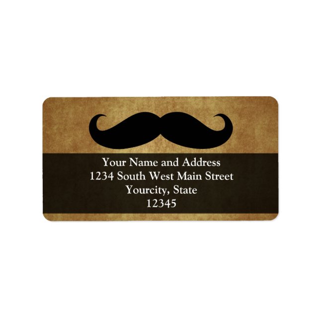Étiquette Moustache vintage avec texte personnalisé (Devant)