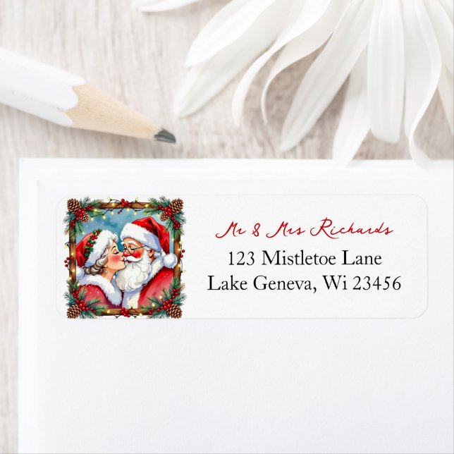 Étiquette Mr and Mrs Clause Sweet Christmas  (En situation)