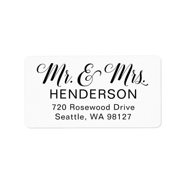 Étiquette Mr. and Mrs. Wedding Newlywed Return Address Label (Devant)